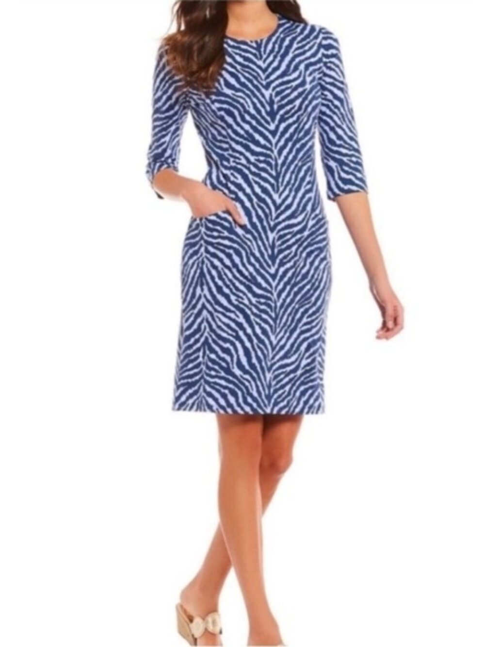 J. McLaughlin Catalyst Tiger Eyes Purple Blue Sheath Dress Size Large